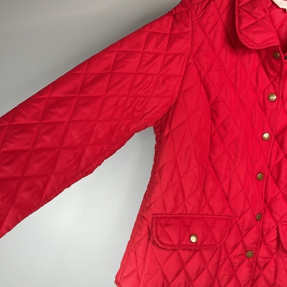 NORTHERN REFLECTIONS Quilted Barn Jacket Red Collar Snap Pockets Equestrian M - Picture 5 of 12